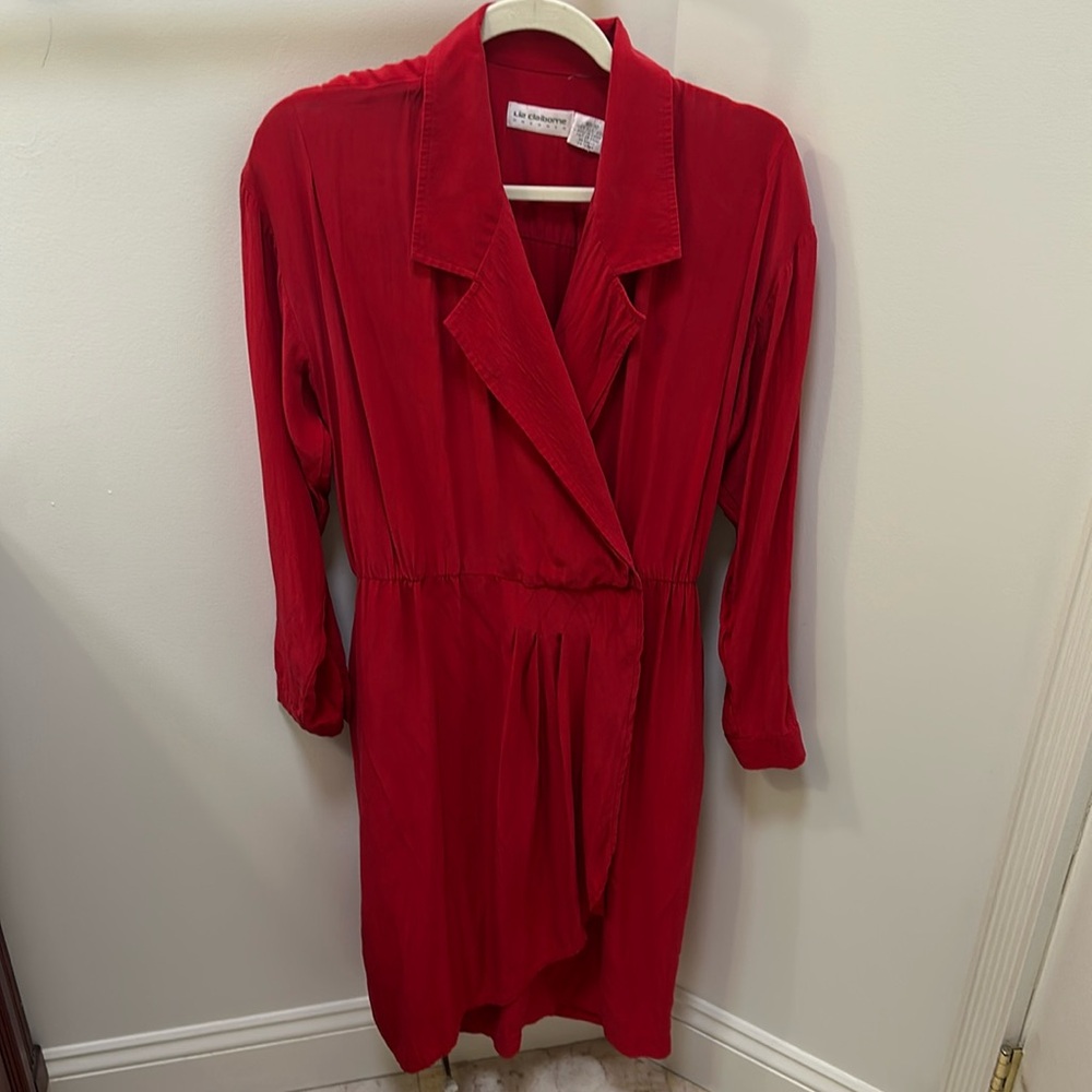 100% silk, red dress Liz Claiborne, classic